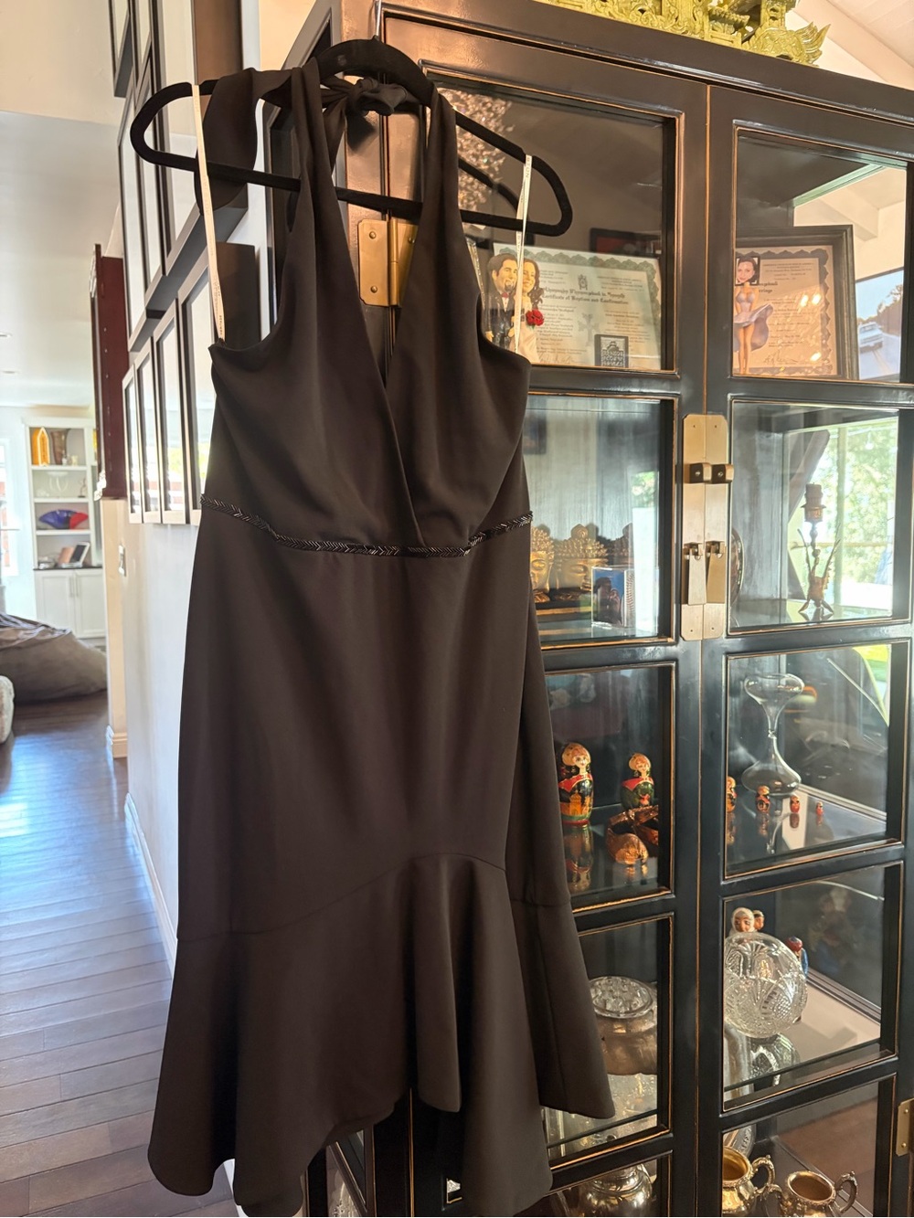 Halston Heritage Black Halter Cocktail Dress